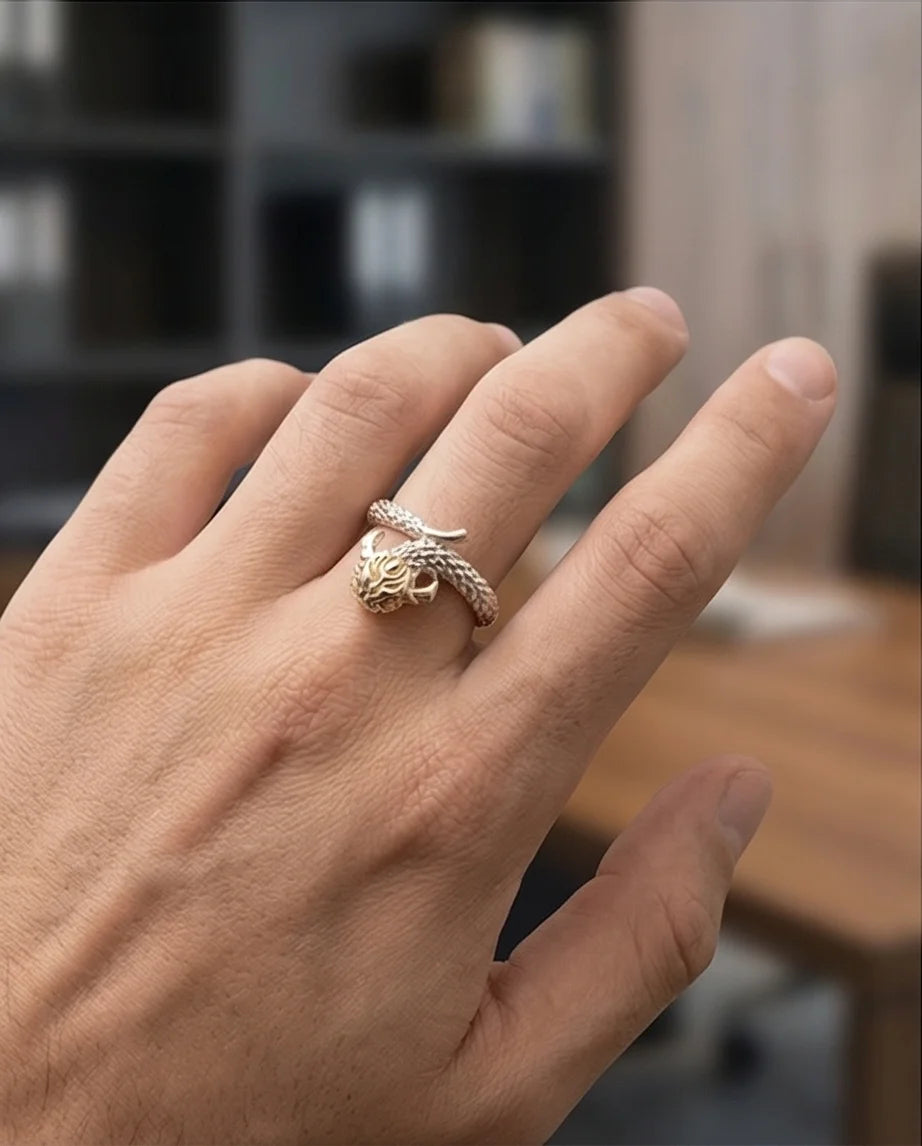 The Golden Sovereign: Two-Tone Dragon Wrap Ring