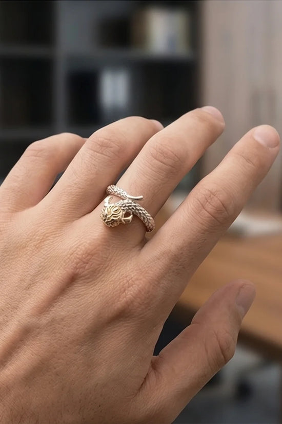 The Golden Sovereign: Two-Tone Dragon Wrap Ring