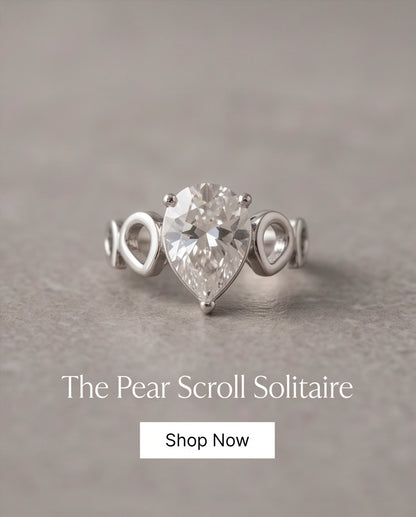 Clear Gemstone Prong-Set Teardrop Loop Silver Ring