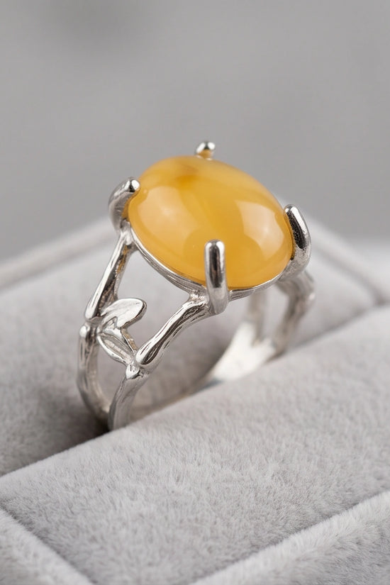 Golden Honey Leaf Statement Ring