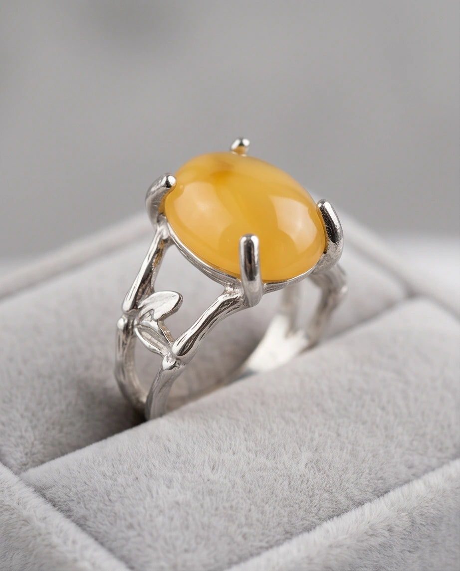 Golden Honey Leaf Statement Ring