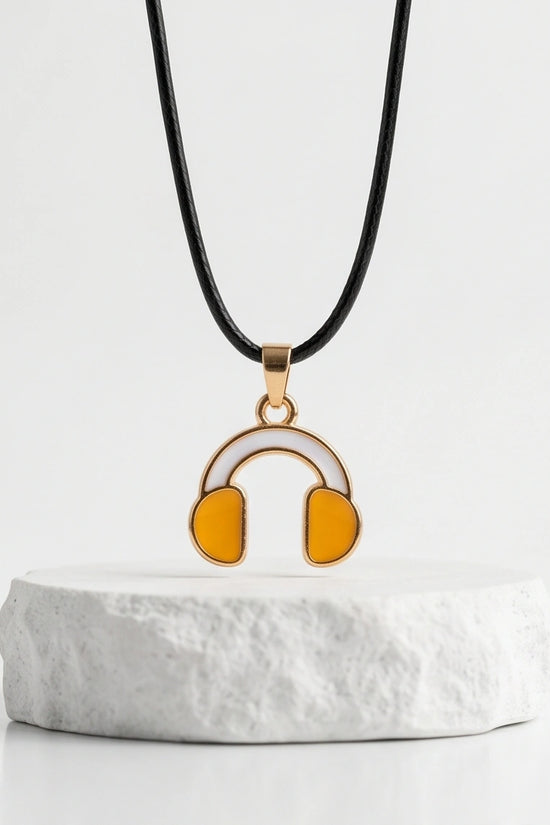 Gold and Yellow Headphones Necklace