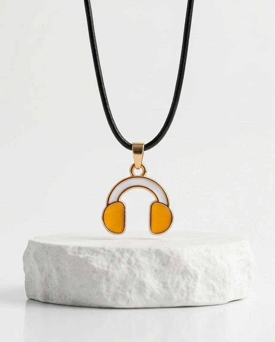 Gold and Yellow Headphones Necklace