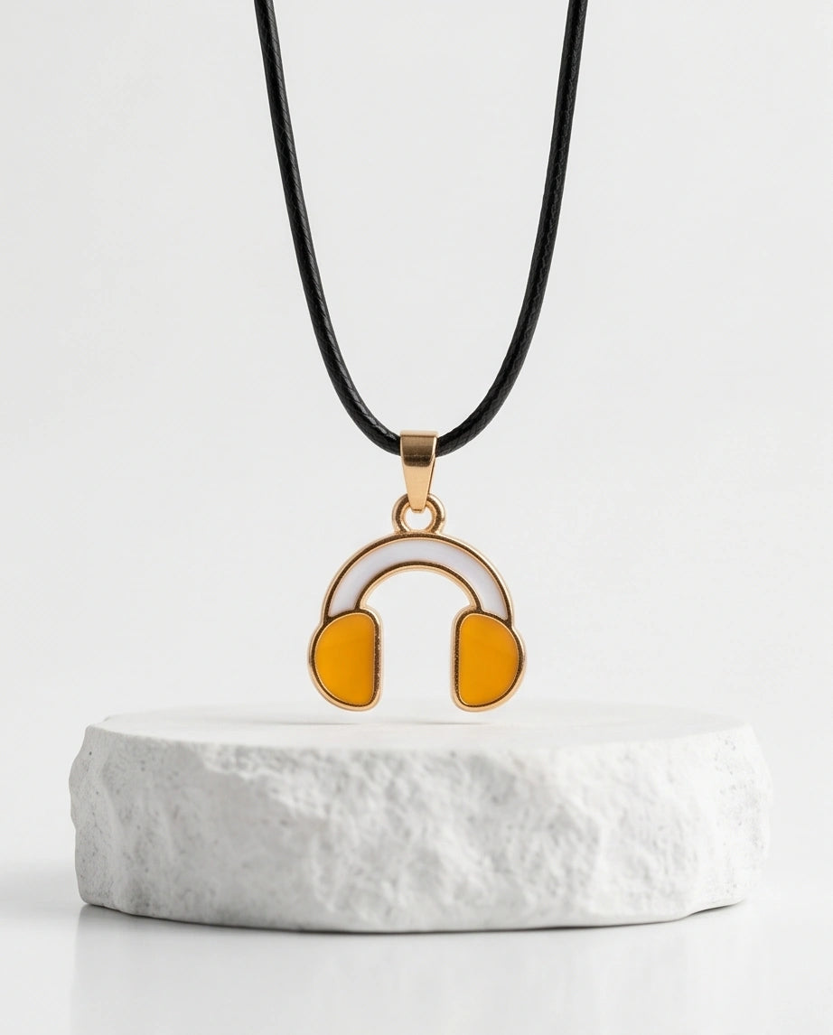 Gold and Yellow Headphones Necklace