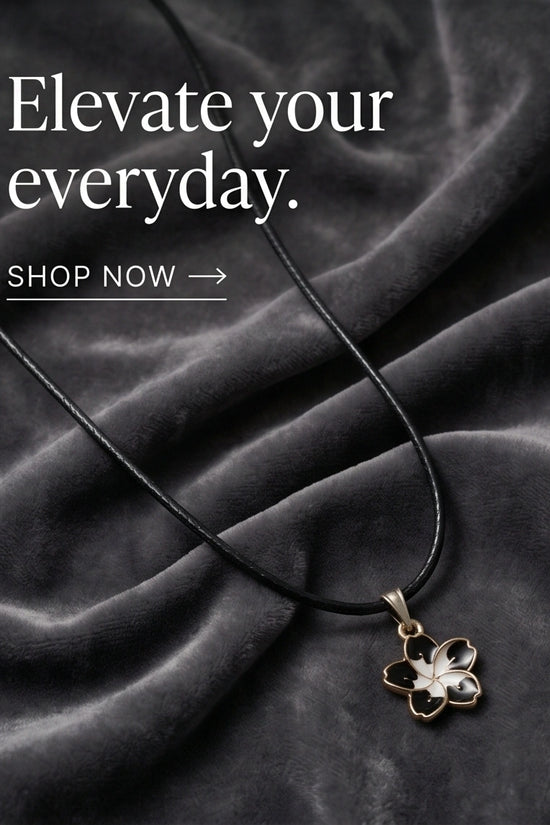 Gold and Black Frangipani Flower Necklace