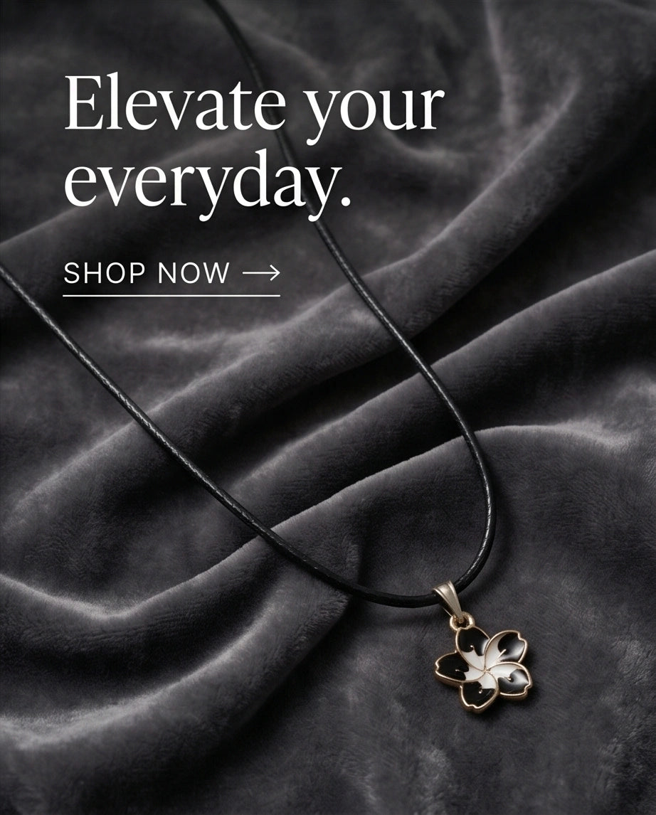 Gold and Black Frangipani Flower Necklace