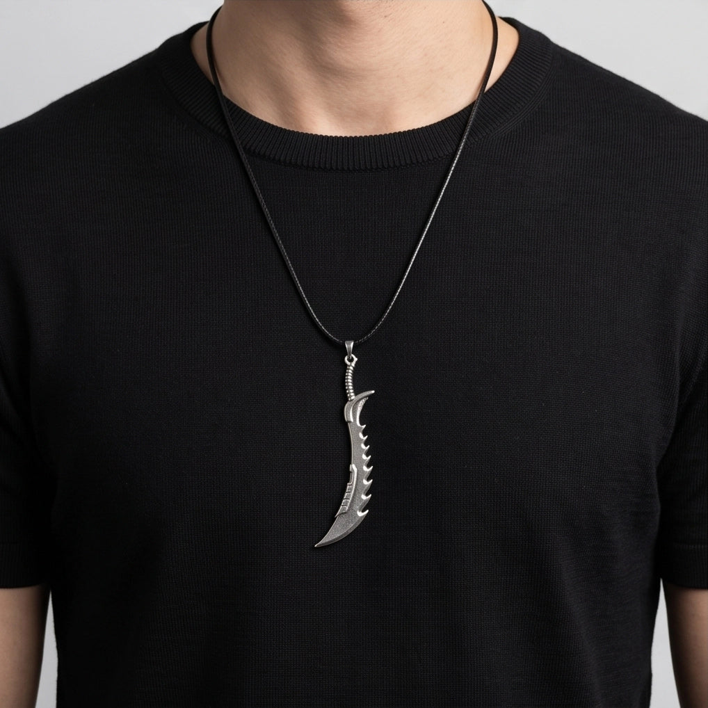 Serrated Scimitar Blade Pendant