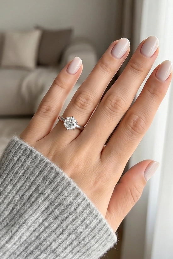 Sterling Silver Round-Cut Moissanite Solitaire Ring