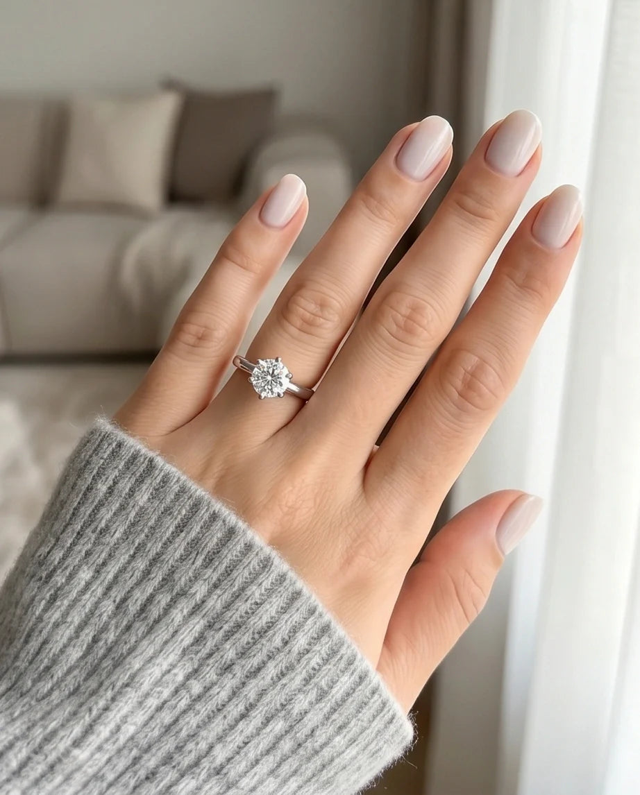 Sterling Silver Round-Cut Moissanite Solitaire Ring