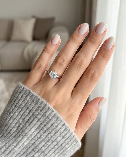 Sterling Silver Round-Cut Moissanite Solitaire Ring