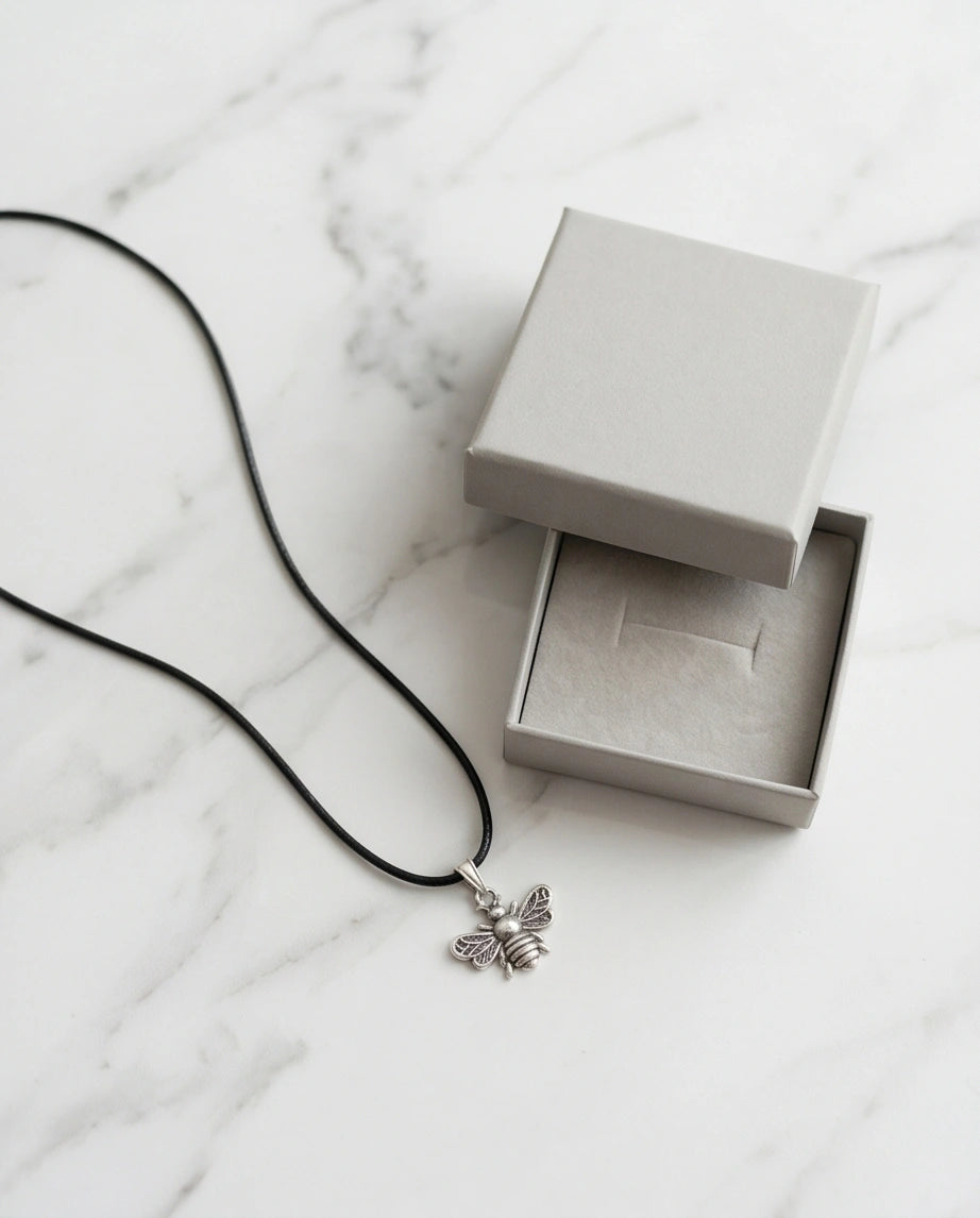 Silver Dainty Honeybee Pendant Necklace