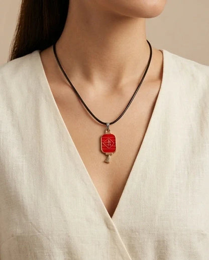 Traditional Red Lantern "Ji" Good Luck Pendant Necklace
