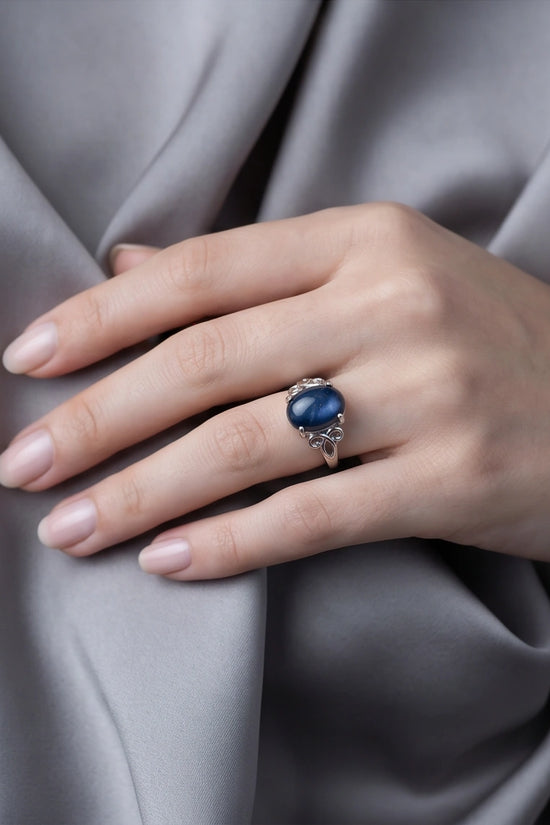 Midnight Azure Tiger's Eye Filigree Ring