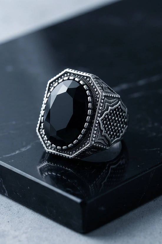 Vintage Ottoman Black Onyx Statement Ring