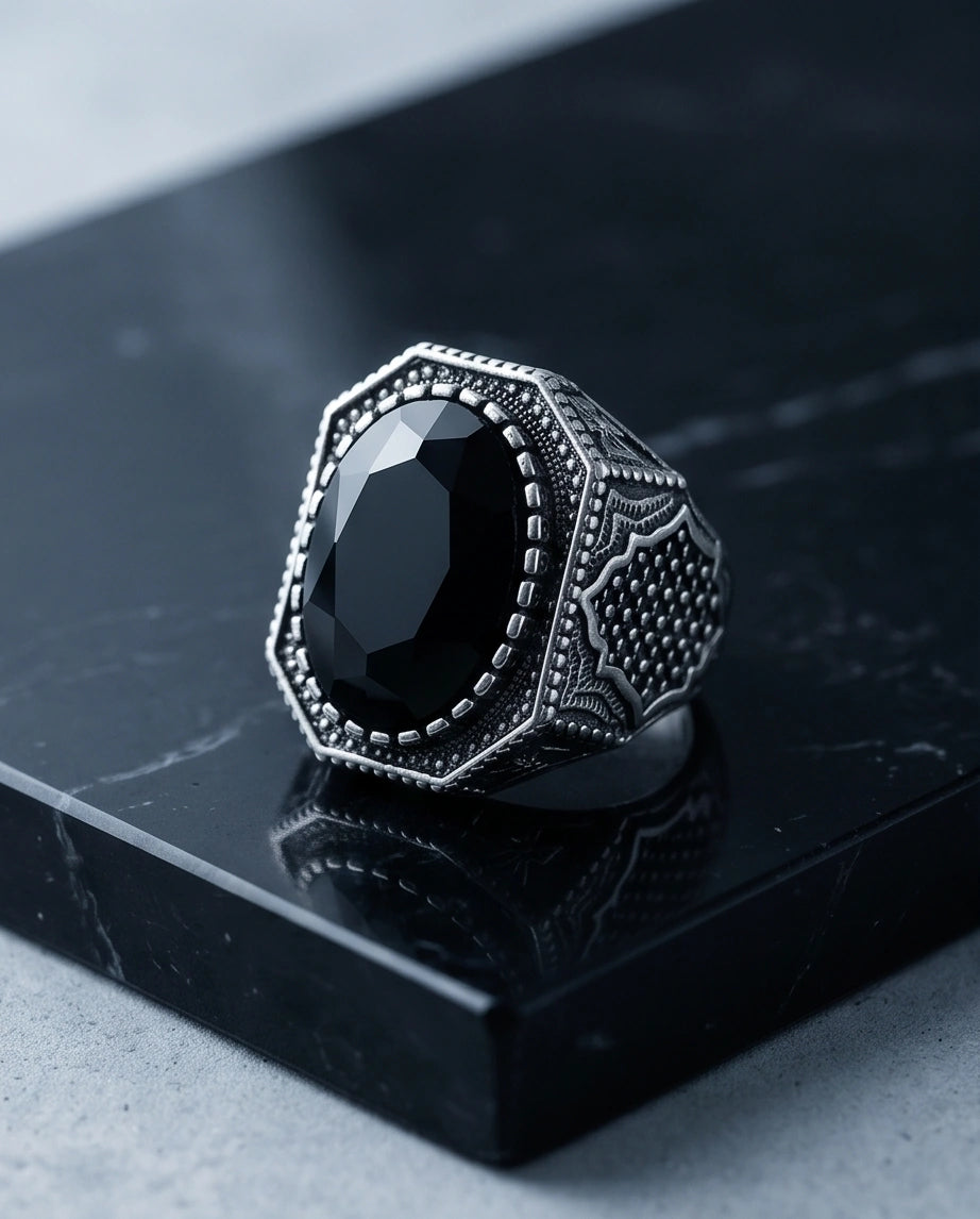 Vintage Ottoman Black Onyx Statement Ring