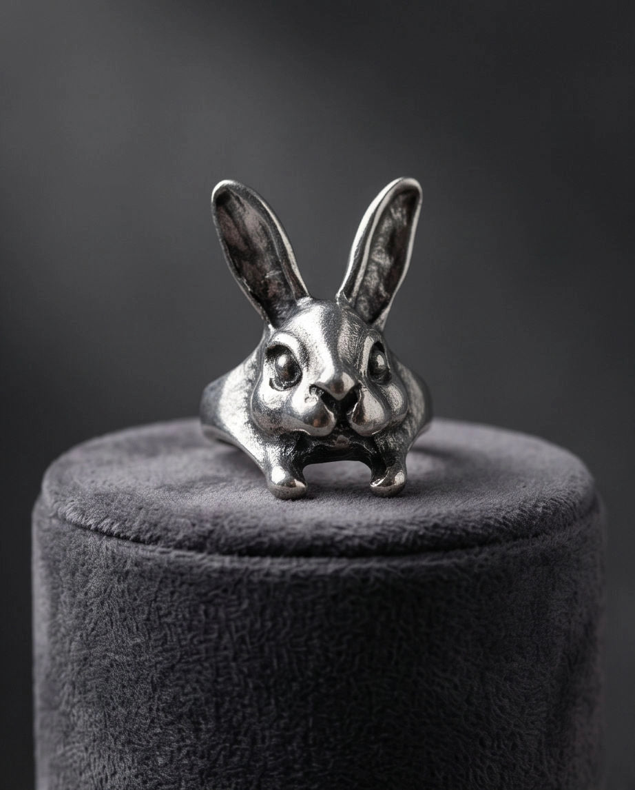 Silver Sculpted Bunny Rabbit Ring