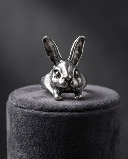 Silver Sculpted Bunny Rabbit Ring