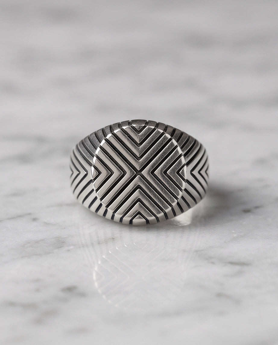 Geometric Chevron Signet Ring