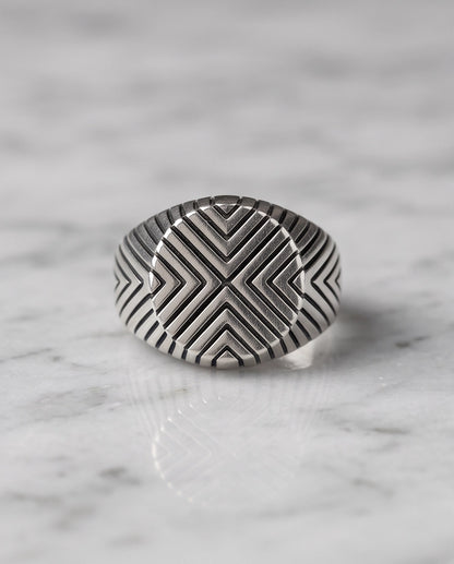 Geometric Chevron Signet Ring