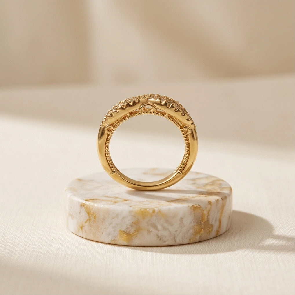 Pavé Gold Infinity Bypass Band