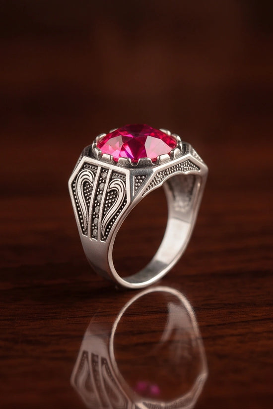 Crimson Shield Ruby Signet Ring