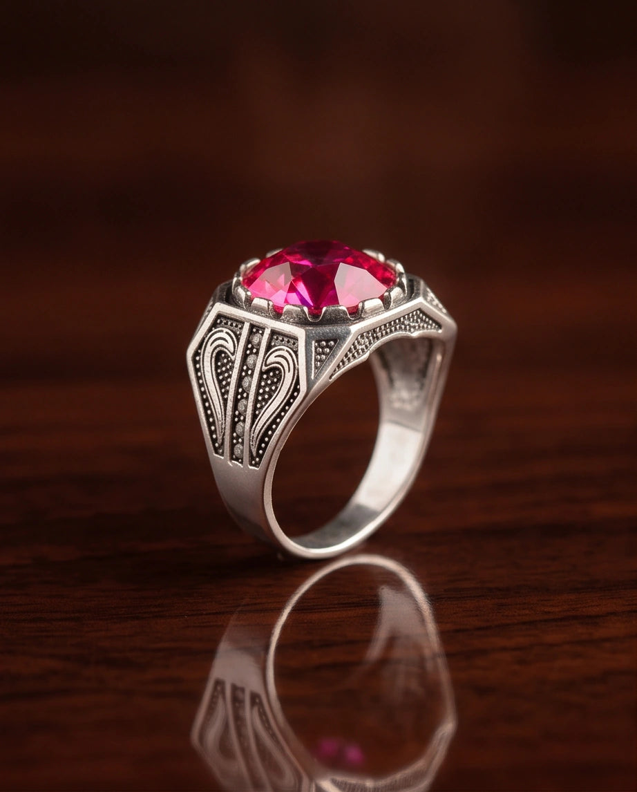 Crimson Shield Ruby Signet Ring