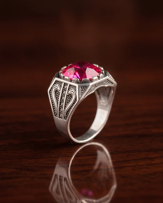 Crimson Shield Ruby Signet Ring