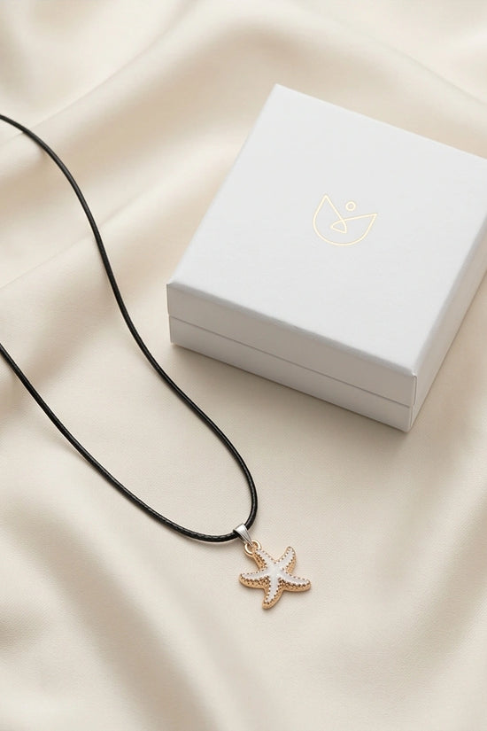 Gold and White Starfish Pendant Necklace