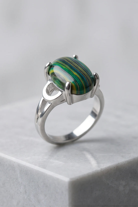 Verdant Aurora Malachite Statement Ring