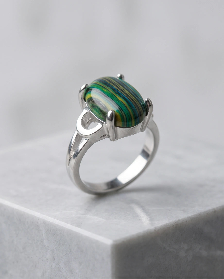 Verdant Aurora Malachite Statement Ring
