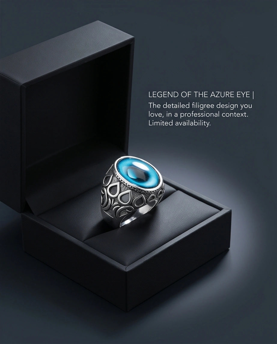 Vintage Sterling Silver Gothic Oceanic Cat's Eye Ring