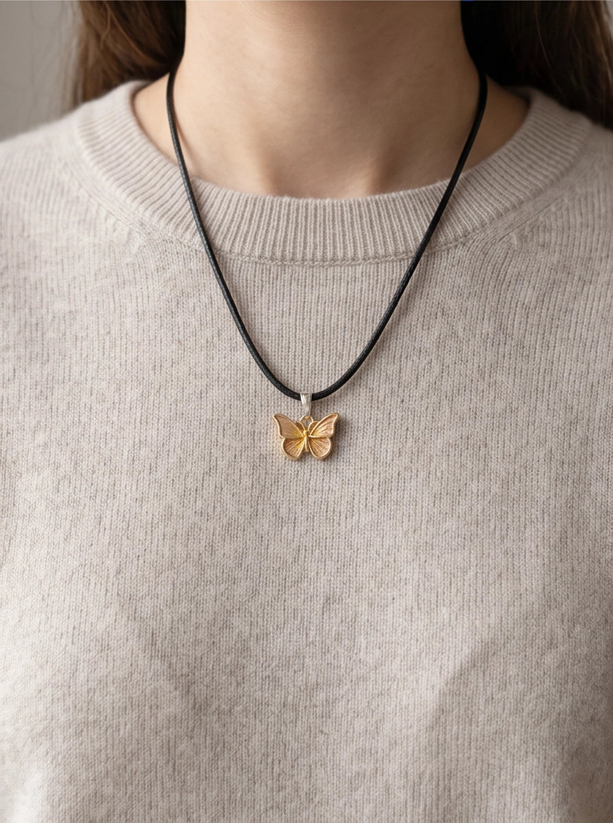 Gold & Rose Gold Butterfly Pendant Necklace
