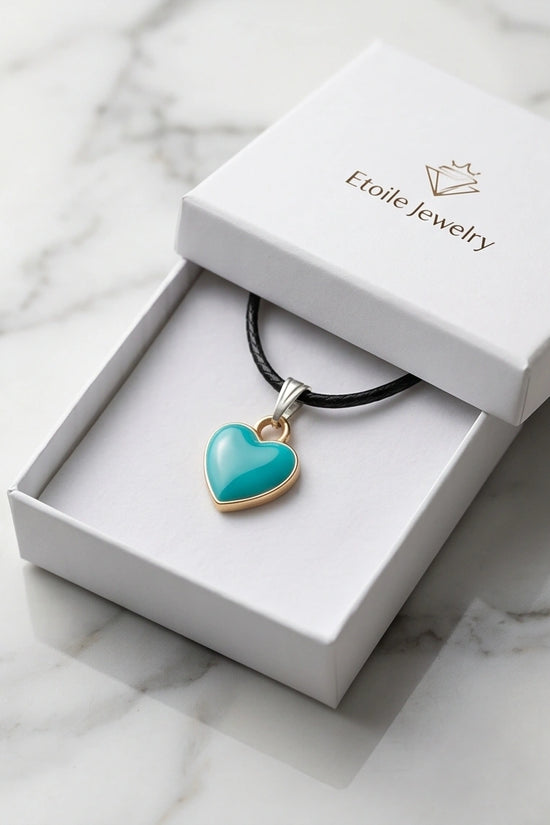 Gold and Turquoise Minimalist Heart Necklace