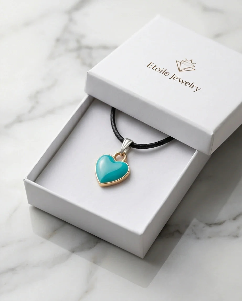 Gold and Turquoise Minimalist Heart Necklace