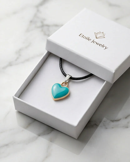 Gold and Turquoise Minimalist Heart Necklace
