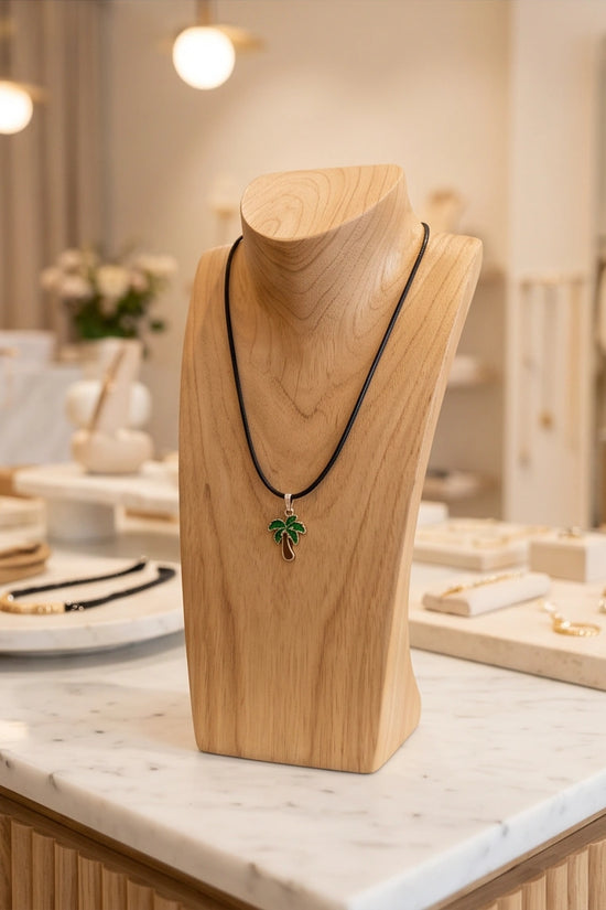 Gold and Green Palm Tree Necklace