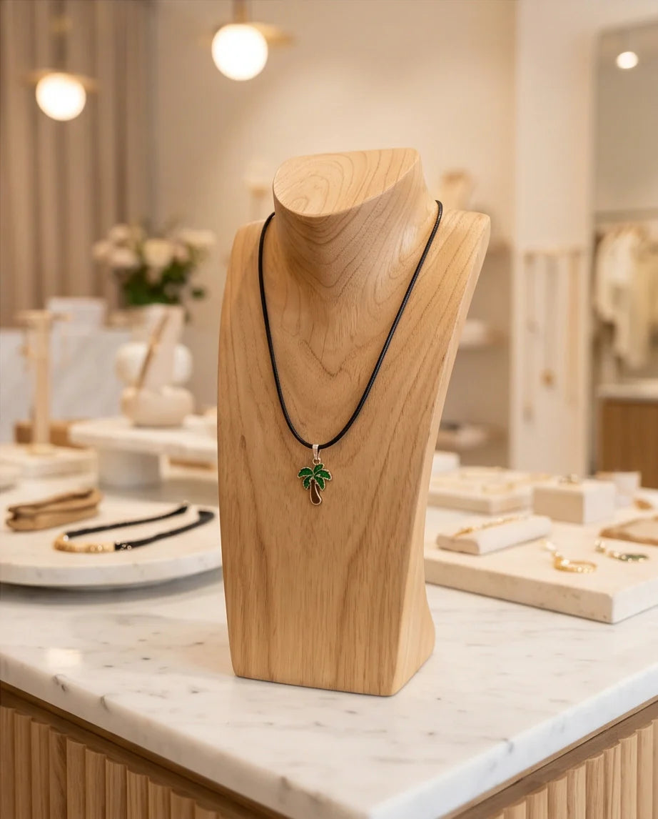 Gold and Green Palm Tree Necklace