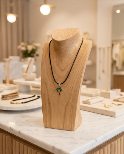 Gold and Green Palm Tree Necklace