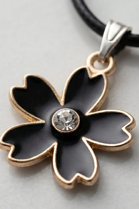 Gold and Black Cherry Blossom Necklace