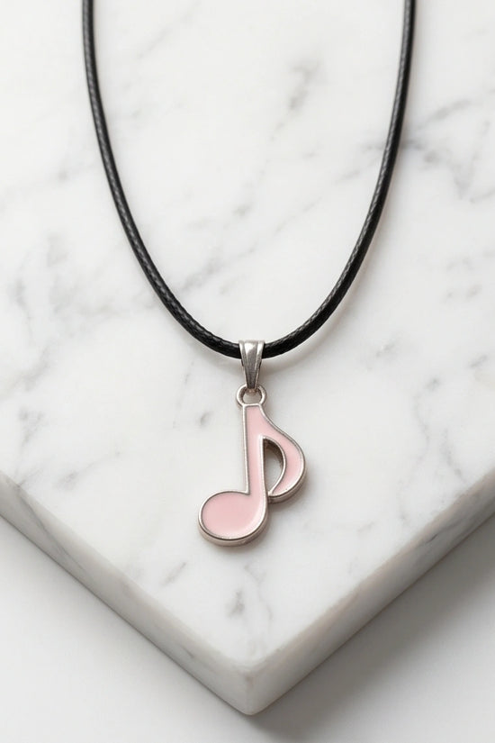 Silver and Pink Eighth Note Necklace