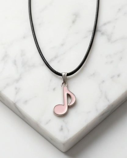 Silver and Pink Eighth Note Necklace