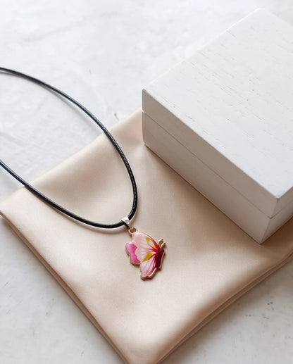 Gradient Pink Butterfly Cord Necklace