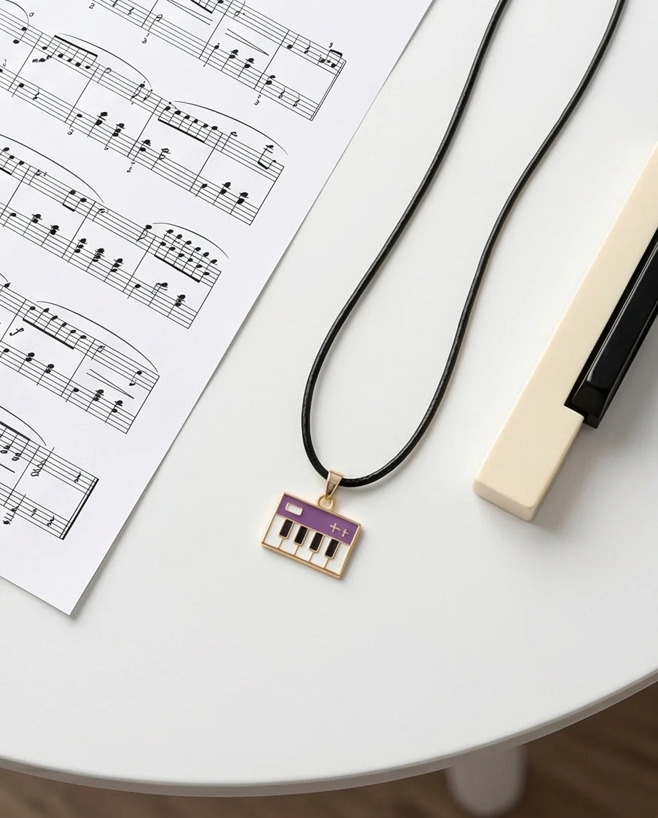 Gold and Purple Piano Synthesizer Necklace