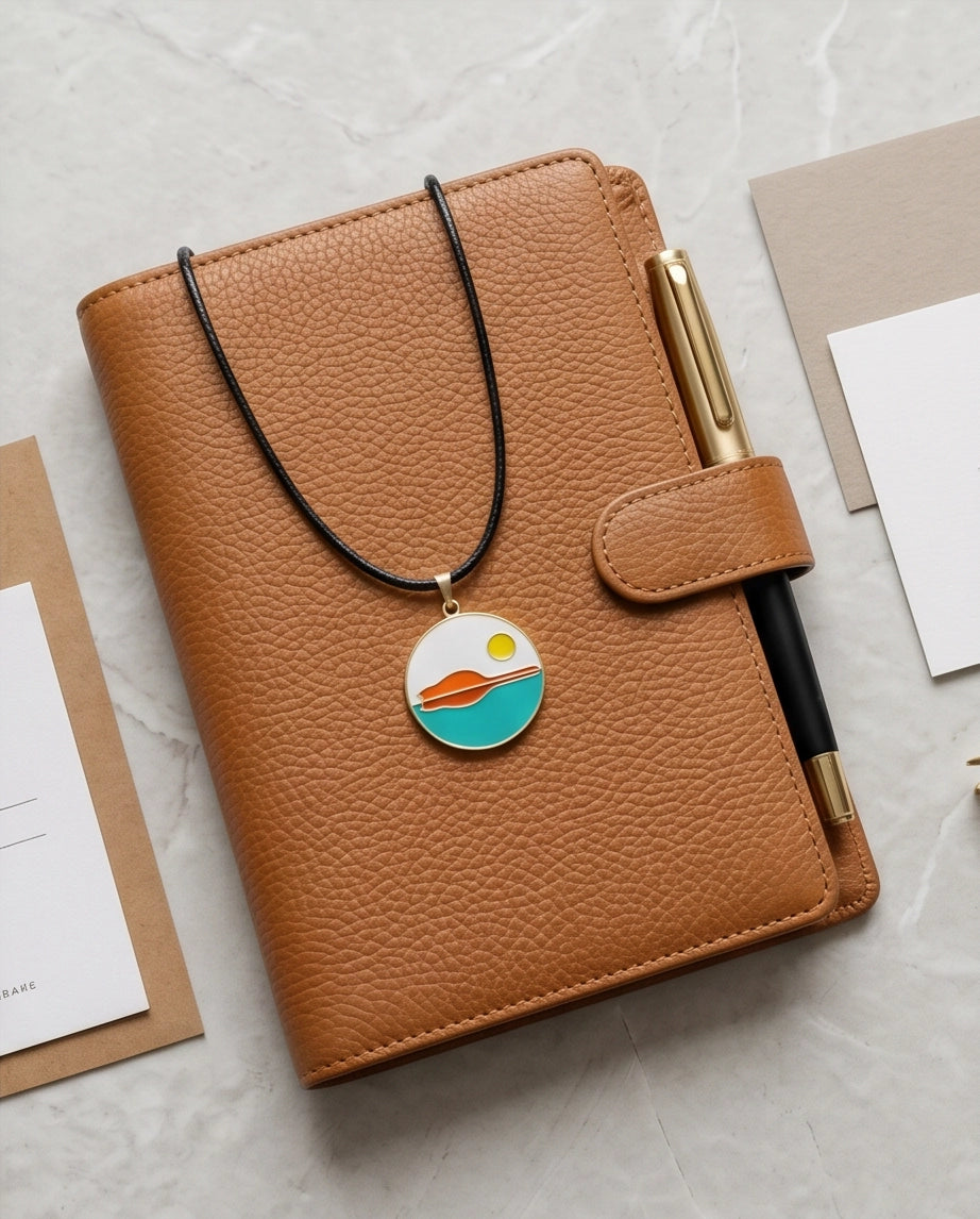 Minimalist Landscape Medallion Cord Necklace