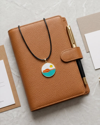 Minimalist Landscape Medallion Cord Necklace