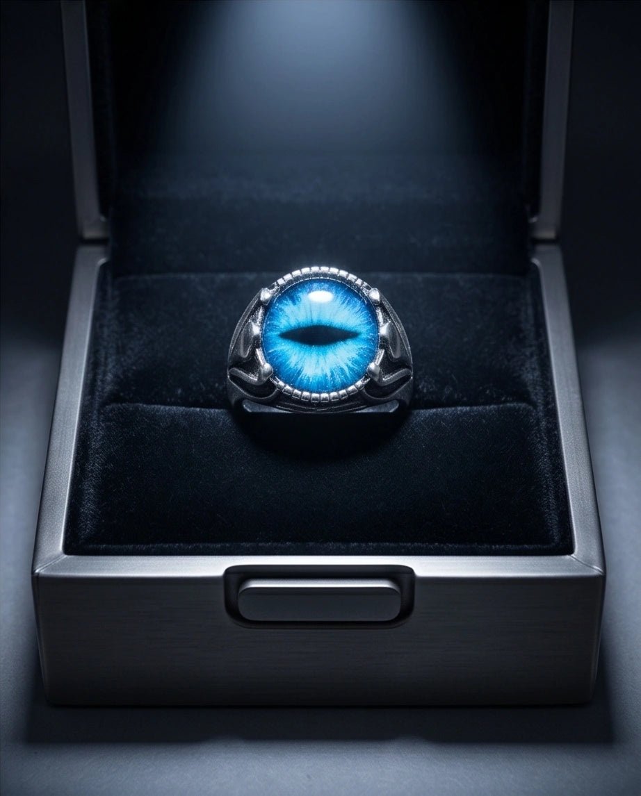 Vintage Sterling Silver Dragon's Claw Azure Eye Ring
