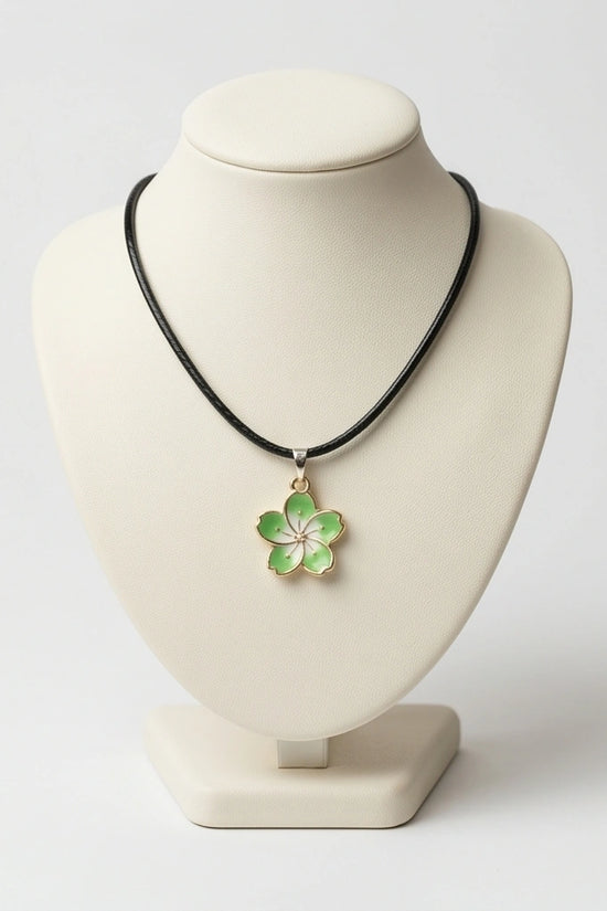 Gold and Light Green Blossom Necklace