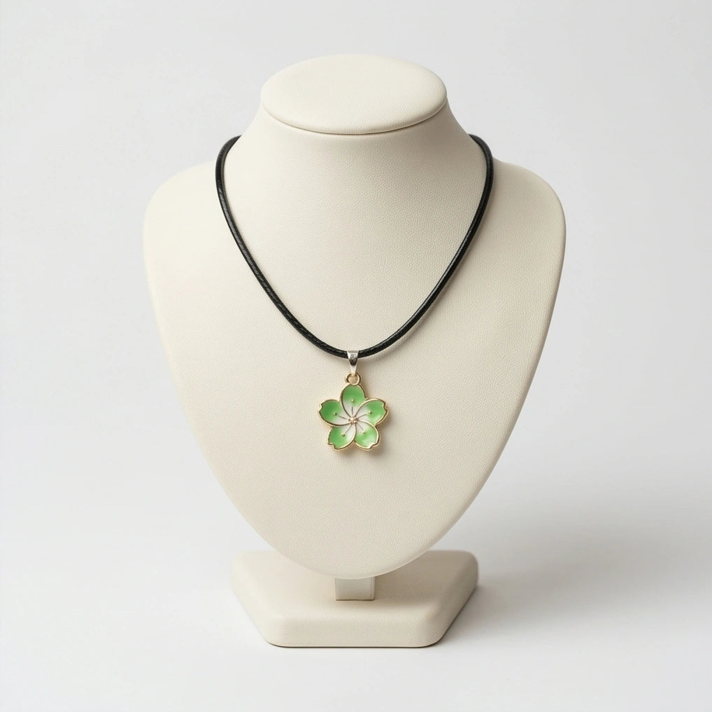 Gold and Light Green Blossom Necklace
