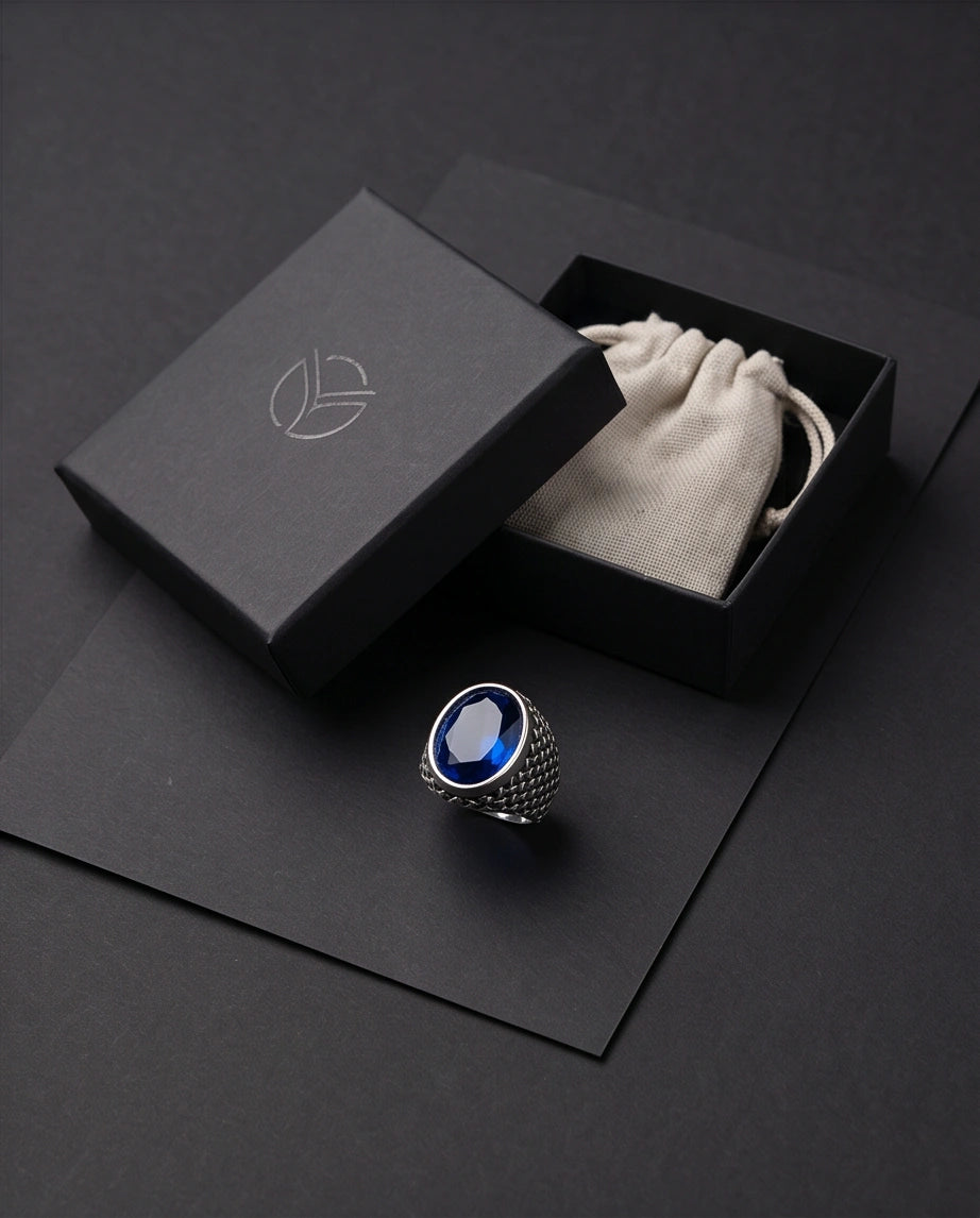 Imperial Sapphire Mesh Signet Ring