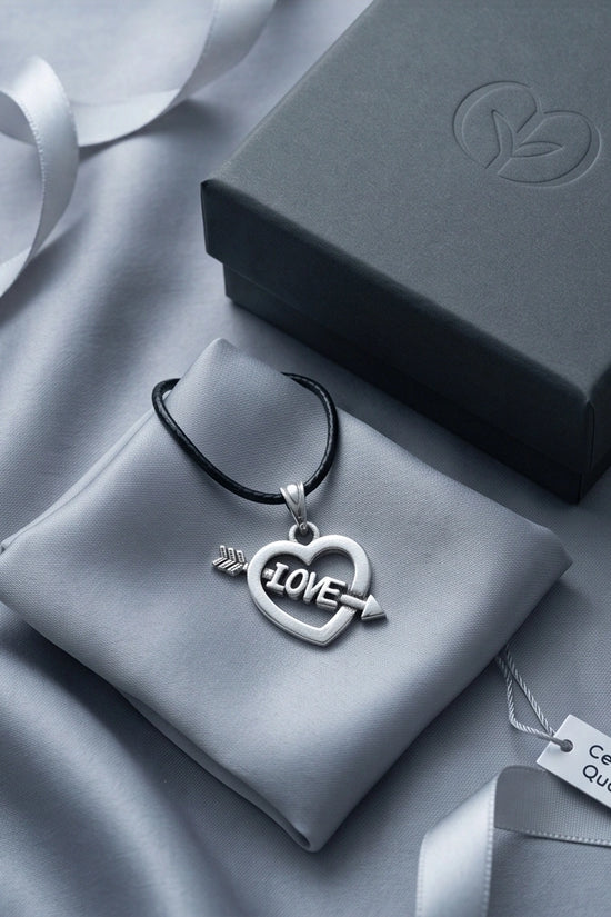 The Pierced Heart: Minimalist "LOVE" Arrow Pendant Necklace